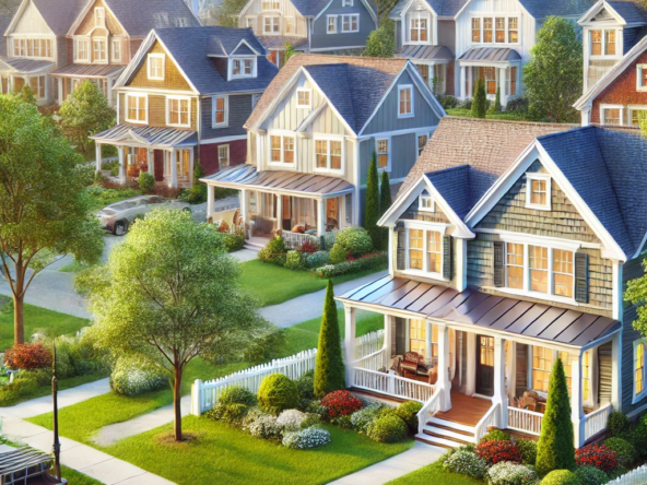 DALL·E 2025 03 27 12.43.20 A charming suburban neighborhood in Natick MA featuring beautiful single family homes with well maintained lawns tree lined streets and a welcomin